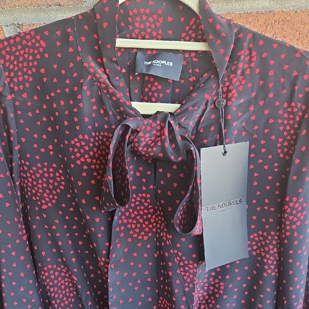 The Kooples Heart Motif and Tie Neck Blouse - Picture 4 of 10